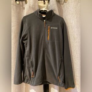 Columbia Charcoal Fleece Jacket with Orange Accents
